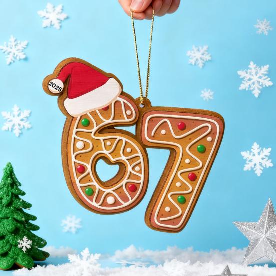 Christmas 67 Acrylic Ornament Funny 67 Meme Hangning Ornament Six Seven Gingerbread Christmas Tree Decoration Gift for Teens Kids Family Friends