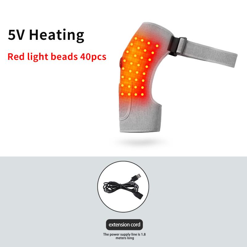 Red Light Bead Heated Single Shoulder Protector Relieves Arthritis Sore Muscle Shoulder Massage Support Adjustable Tightness