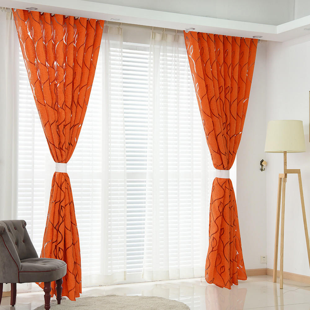 1 PCS Vines Leaves Tulle Door Window Curtain Drape Panel Sheer Scarf Valances