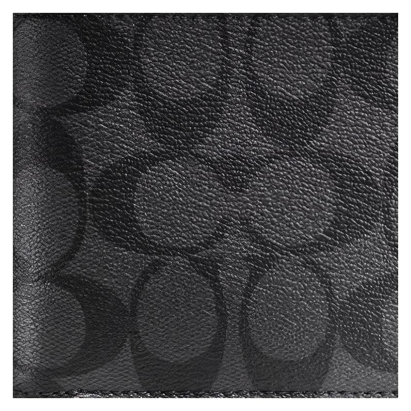 Coach Portafoglio 3 IN 1 11 Classico bifold corto per presbiti in tela rivestita mini da uomo nero grigio