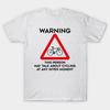 Men Black Print T-shirt Cycling Design Warning This Person May Talk About Cycling At Any Given Moment No-Cut Transfer Paper Print Cotton Tshirt
