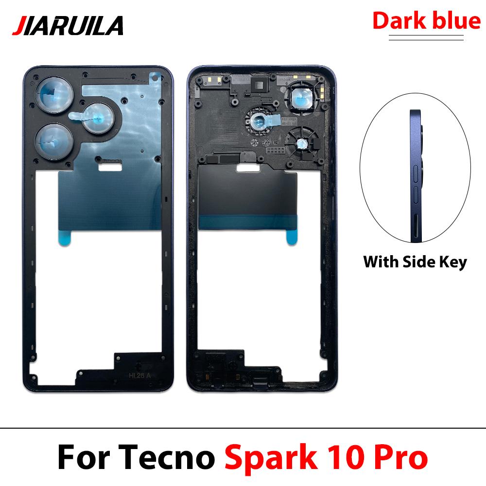 Housing Middle Frame Battery Cover For Tecno Spark 11 Pro Blue White Rear Door Back Case with Camera lens