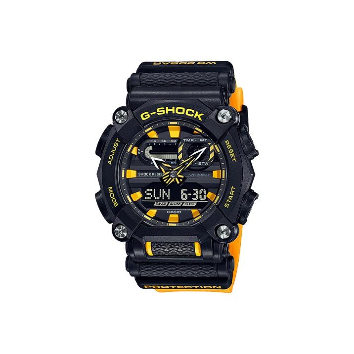 

Casio G-Shock Industrial Design Theme Street Fashion Quartz Watch Men watches Black GA-900A-1A9 Black Dial Yellow Strap