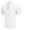 Men's Beach Shirt Short Sleeve Lace Up Hippie T-shirt Cotton Linen Bandage V-neck Pirate Shirts
