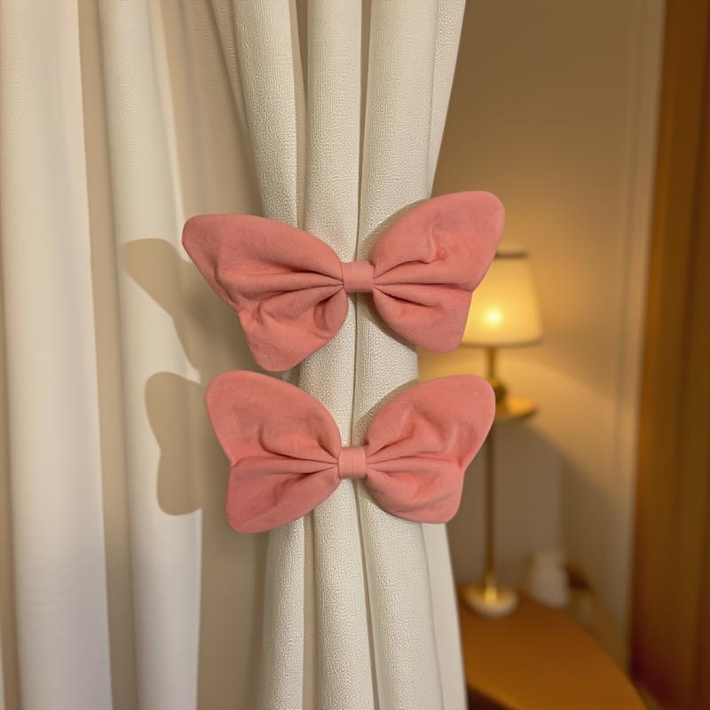

2Pcs Velvet Cloth Bow Curtain Lace-up, Mosquito Net Storage Belt, Door Curtain Coffee Screen Rope рожевий
