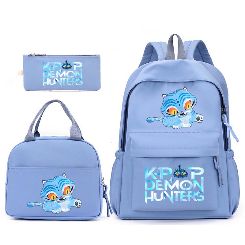 Kpop Anime Cartoon Printed Children'S School Bag Set Primary And Secondary School Student Pencil Bag College Meal Bag