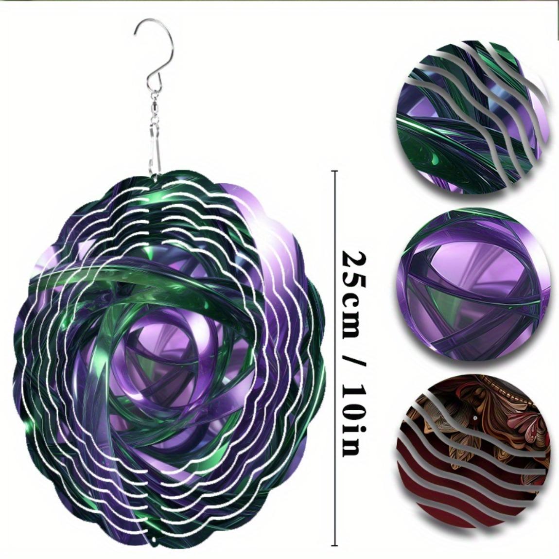 

10-дюймовый фиолетово-зеленый металлический ветряк для украшения сада, балкона, вращающийся на 360 градусов, подвесное украшение, уникальный сезонный подарок 01A