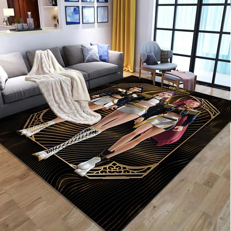 KPop Demon Hunters Pattern Rug, Indoor/Outdoor Mat, for Picnic, Gameroom, Bedroom, Office, Living Room, Home Decor Carpet, Birthday Gift