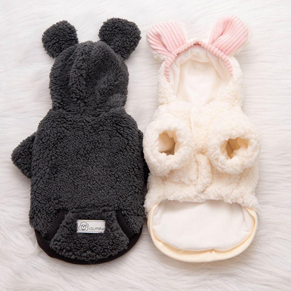 Cute Bear Ear Winter Dog Hoodie Soft Warm Dogs Coat Jacket Thickened Comfortable Puppy Plush Sweater for Cat Dogs