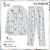 "Cute Dog Dachshund" ins cartoon spring and autumn striped pajamas women's cardigan long-sleeved loungewear autumn and winter suit