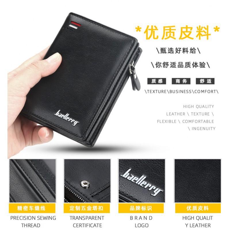 New Wallet Men Short Style European American Retro Multi Card Buckle Zipper Ticket Holder
