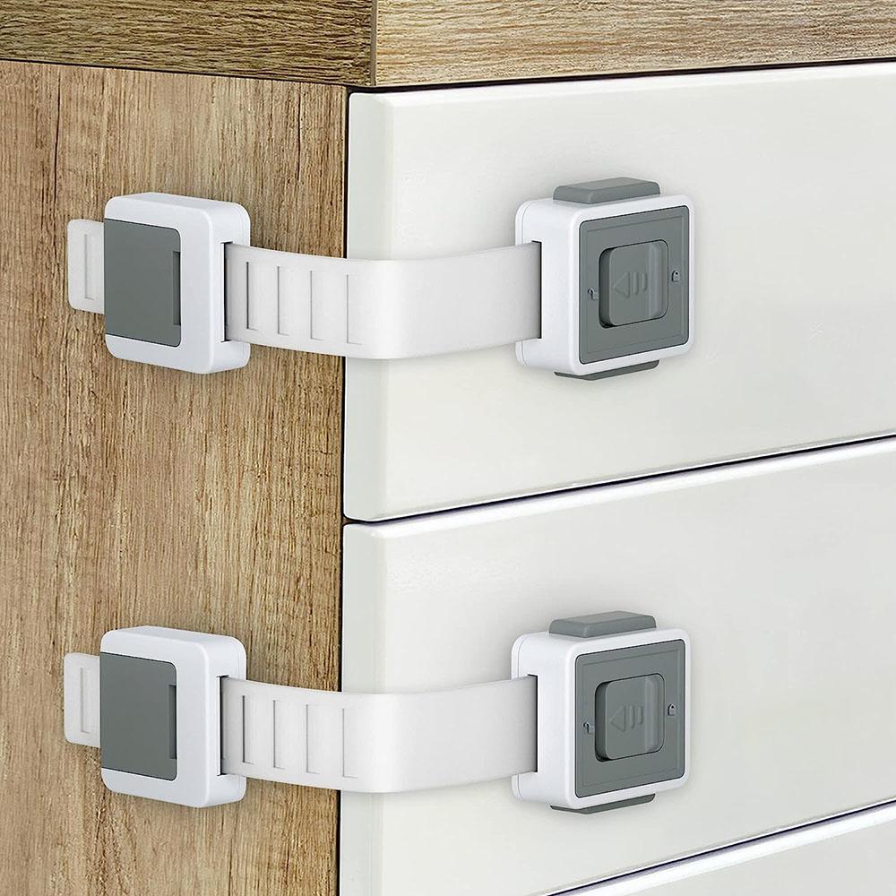 Child Safety Adjustable Drawer Latches Cabinet Locks Furniture Childproofing Lock