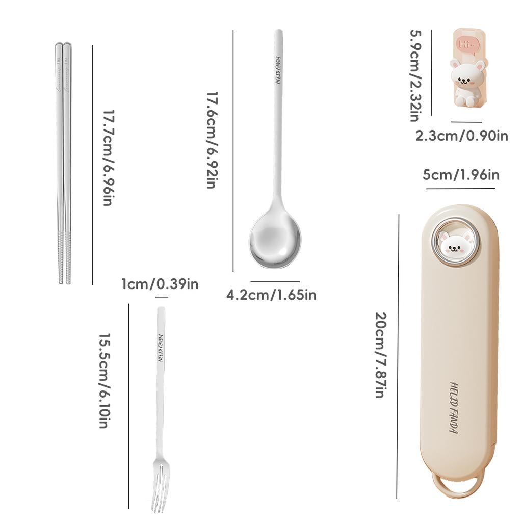 5pcs/set Portable Dinnerware Set Kid Student 316 Stainless Steel Chopsticks Fork Spoon Reusable Cutlery With Chopsticks Holder