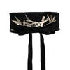 Chinese Traditional Embroidery Waist Band Wide Black Corset Tie Belt Dress Decor Hanfu