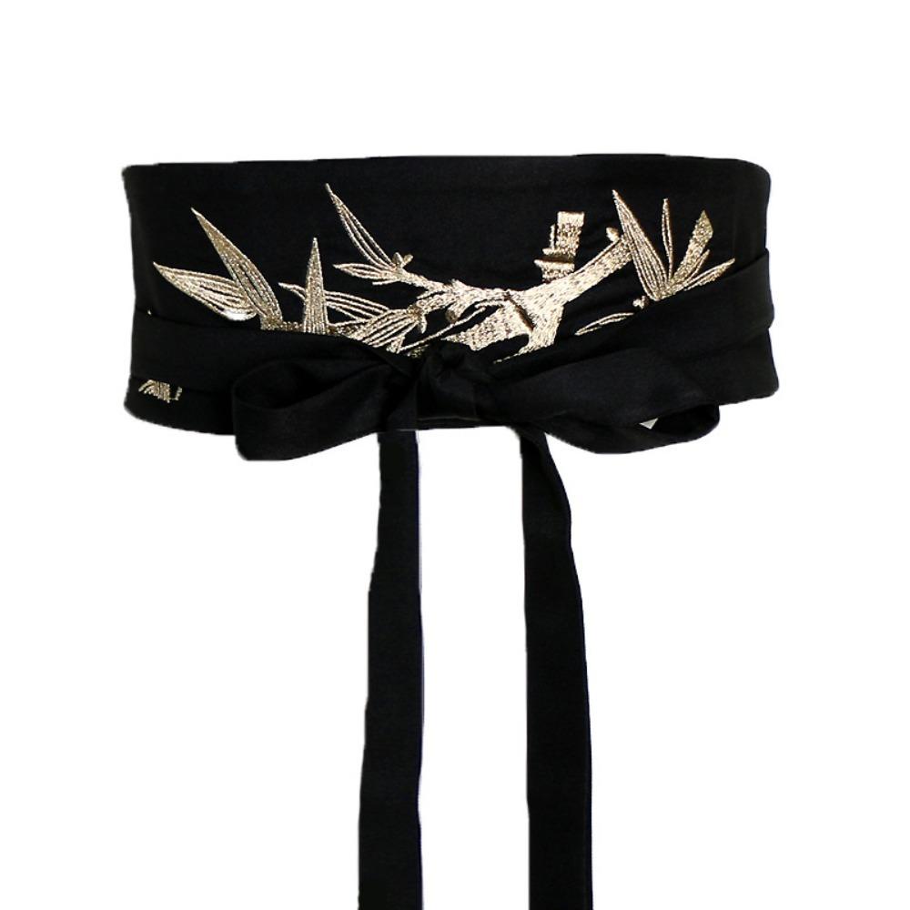 

Embroidery Waist Band Black Dress Decor Ethnic Style Waist Belt Hanfu A