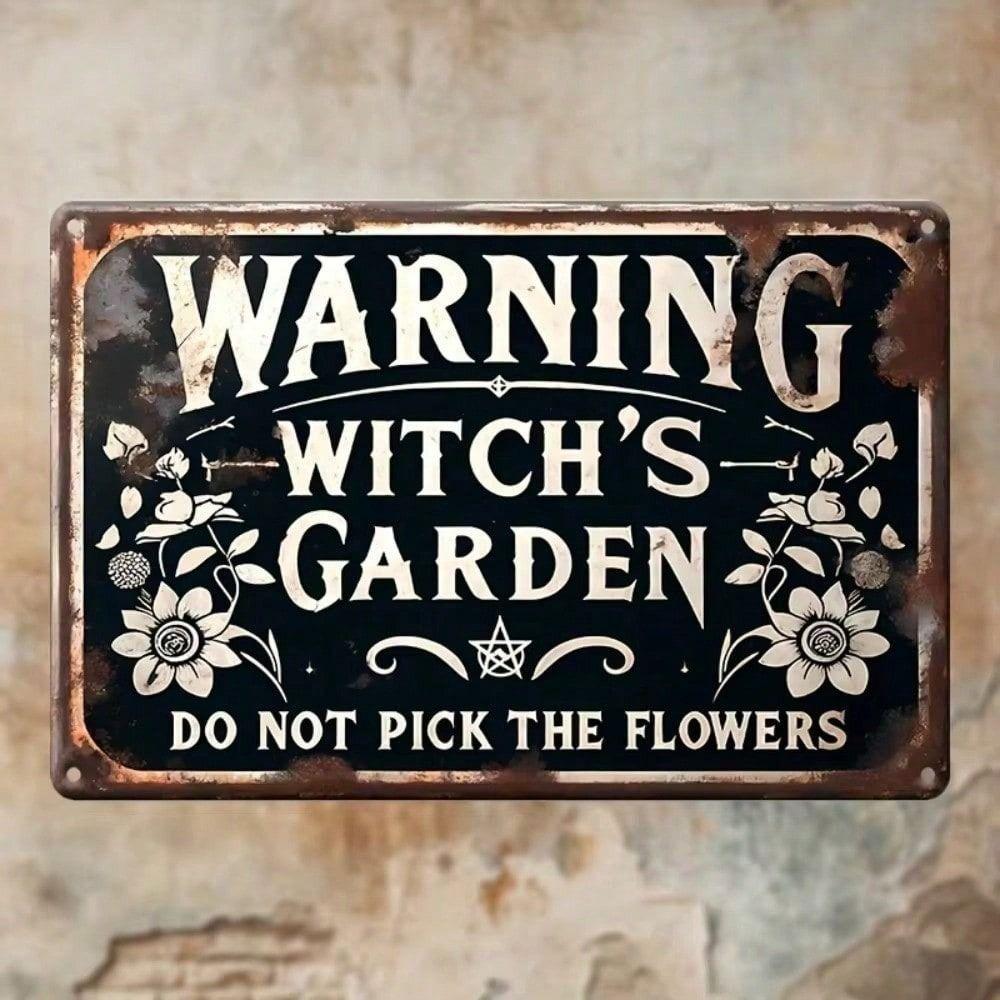 Vintage Metal Witch Sign for Halloween, Iron Decor for Garden, Home, Yard, Patio, Cafe & Bar