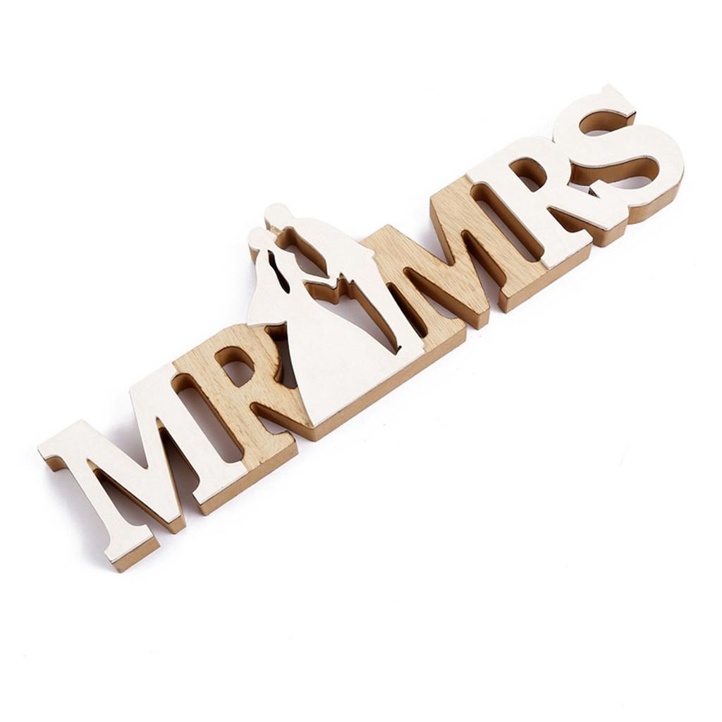A20F-Wooden Mr And Mrs Signs For Wedding Table Decoration, Wedding Present For Party Table Photo Props Dinner Decoration