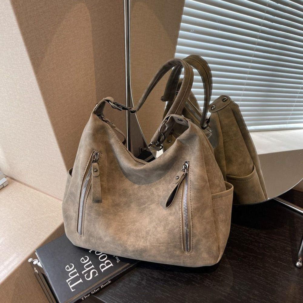 Large Capacity Retro Underarm Bag French Style New Design Tote Bag PU Leather Shoulder Bag  Girls