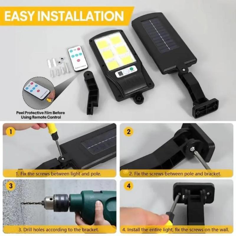 1500mah COB Solar Garden Lights New Motion Sensor Garage Lighting Wall Lamp Remote Control Security Street Stair Light Outdoor