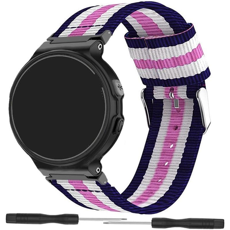 Nylon Strap for Garmin Forerunner 235 735 230 220 630 620 Stripe Stitching Color Watch Band for Approach S20 S6 Wriststrap Bracelet Metal Connectors
