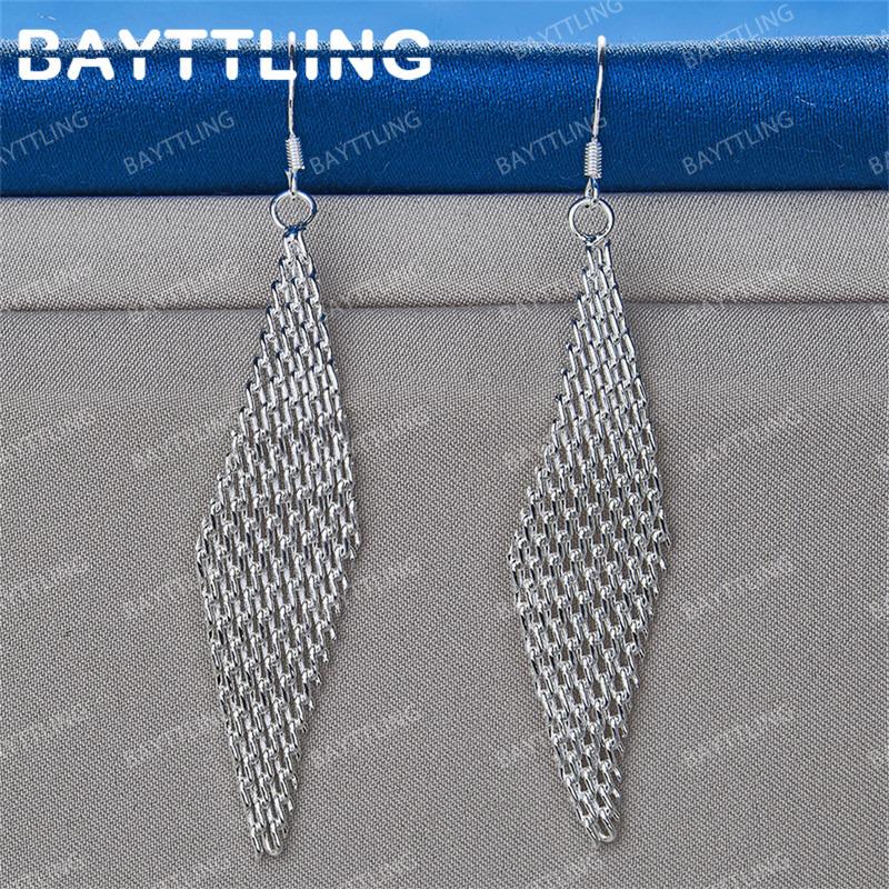 Charm 925 Sterling Silver Exquisite Long Tassel Braided Earrings for Women Fashion Wedding Accessories Jewelry