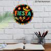 2D Flat, 1pc Round Fiesta Aluminum Hanging Sign, Colorful Mexican Sombrero Maraca Chili Pepper Design, Vibrant Cinco De Mayo Metal Wall Decor