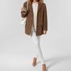 New Style Women's Temperament Women Retro Brown Loose Pocket Long-sleeved Suit Jacket Women