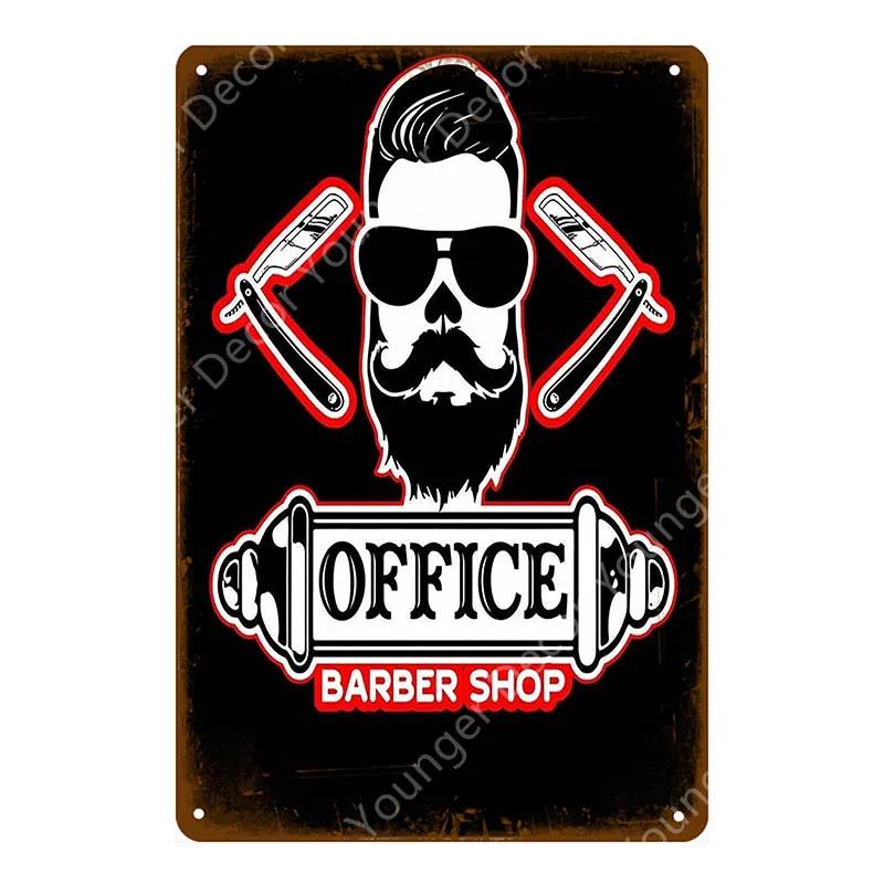Vintage Barber Shop Metal Signs Shaving Hair Cut Poster Cafe Bar Pub Retro Plaque Haircut and Shave Beard Iron Plates YL002