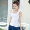 Damen Tanktops mit Hosenträgern, quadratischem Kragen, ärmellos, einfarbig, schmale Passform, Camisole für den Sommer