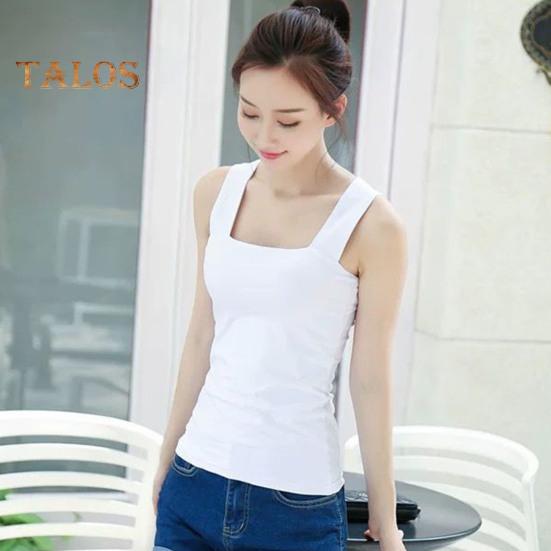 Damen Tanktops mit Hosenträgern, quadratischem Kragen, ärmellos, einfarbig, schmale Passform, Camisole für den Sommer
