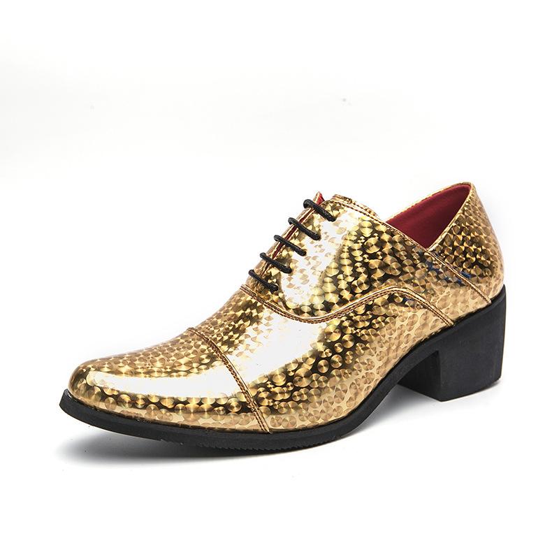 Dress Business Leather Shoes Men's Large Size High Heels Leather Shoes Men's Outer Height Office Groom Wedding Shoes