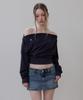 ROSEFRANTZ Crop Off Shoulder Sweatshirt [Charcoal]