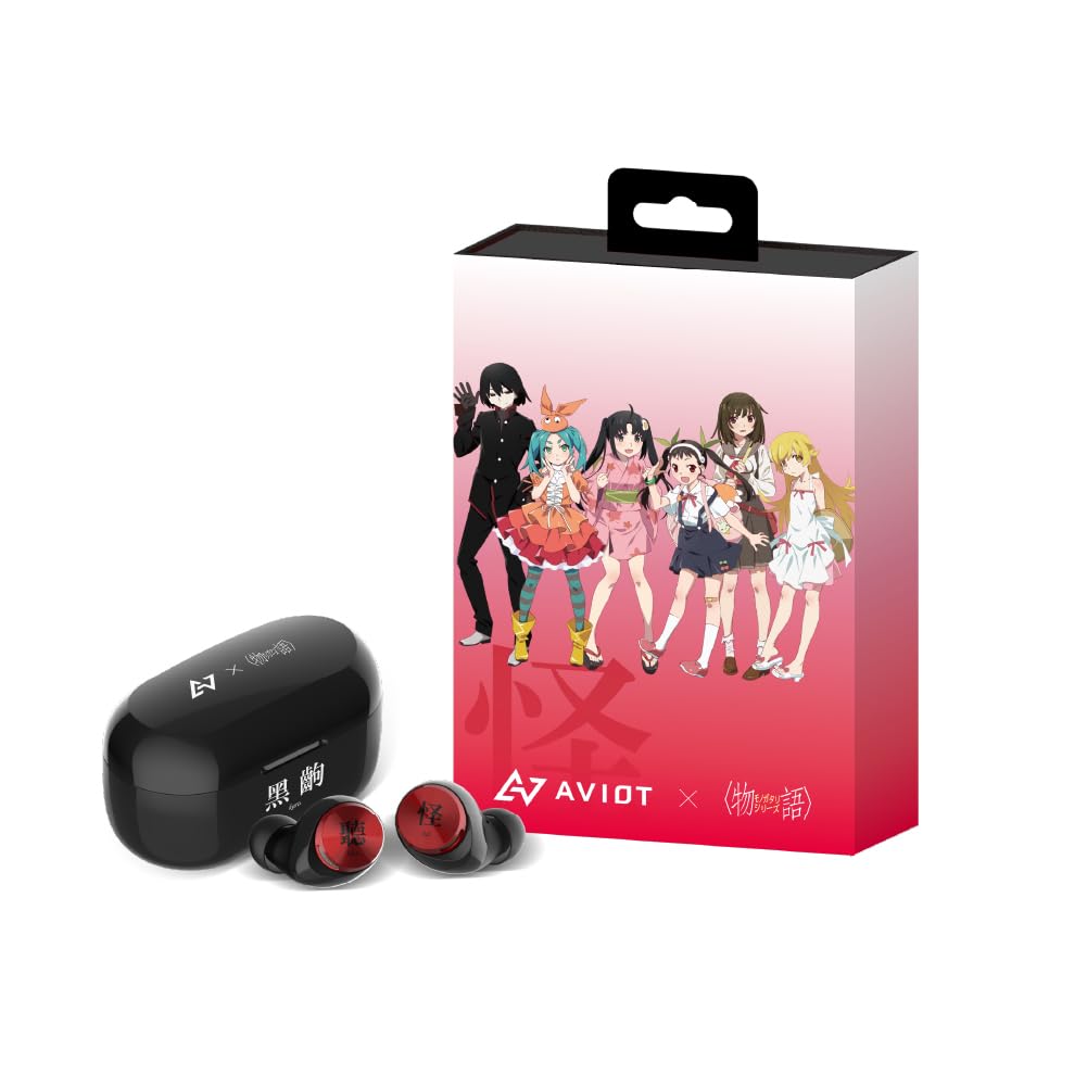 AVIOT Monogatari Series Collaboration Wireless Earbuds with Over 190 Special Special Hybrid Noise Up to 60 Hours of and IPX4 Waterproofing Voices,