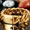 Polished Stainless Steel On Hand Accessories 20MM Wide Iron Men's Bracelet for Man Waterproof Gold Color Men‘s Jewelry Male Him