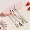 Cartoon Stainless Steel Cutlery Sets Portable Travelling Dinnerware Set  School