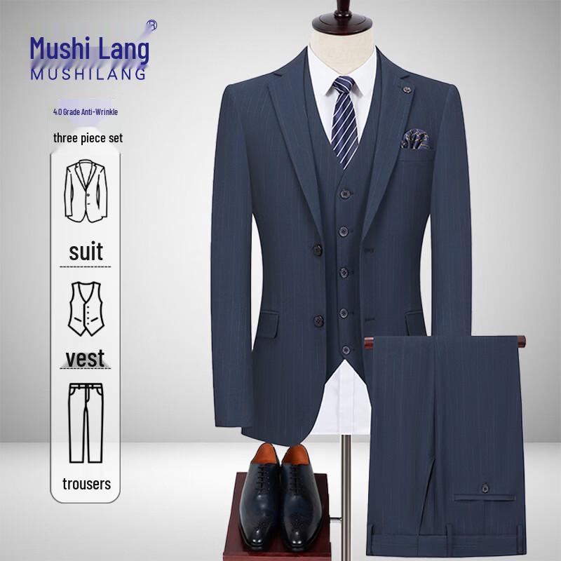 MUSHILANG Men s Casual Retro 3-Piece Suit Set 4XL