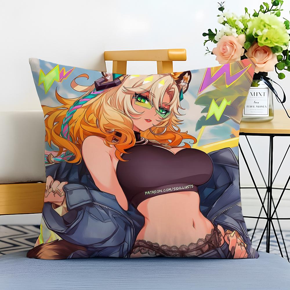 Game Genshin Xilonen Cushion Cover Washable Linen Pillowcase Soft For Sofa Bed Cozy Home Room Decor