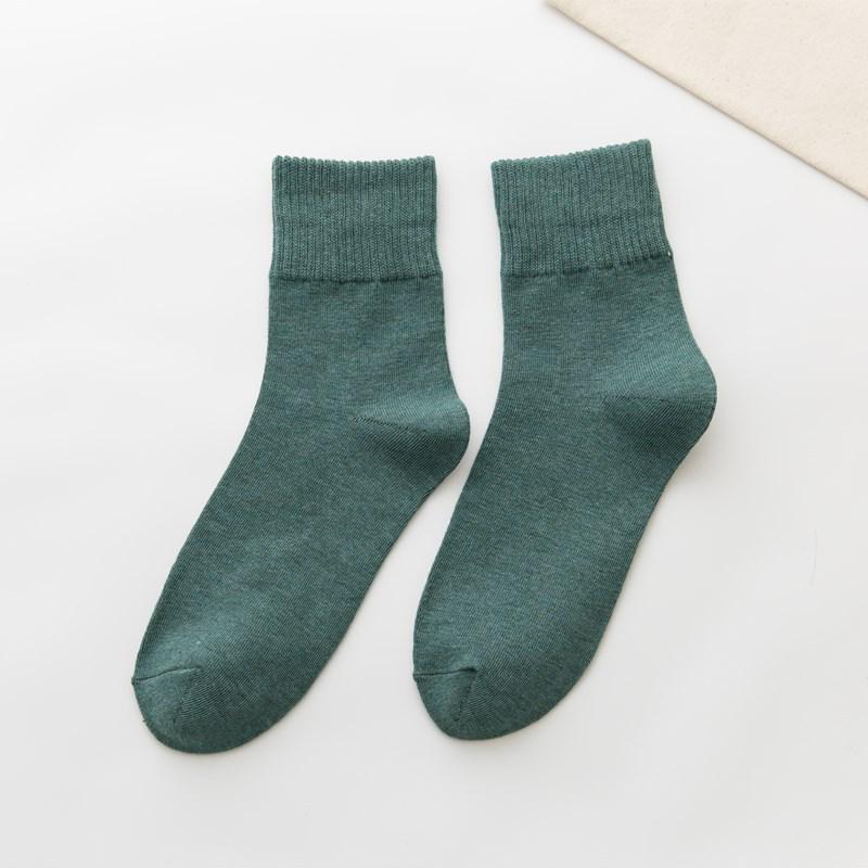 

Женские хлопковые носки до середины икры на весну/лето - Модный японский/корейский стиль, Конфетные цвета, Плотные, Универсальные One Size зелёный