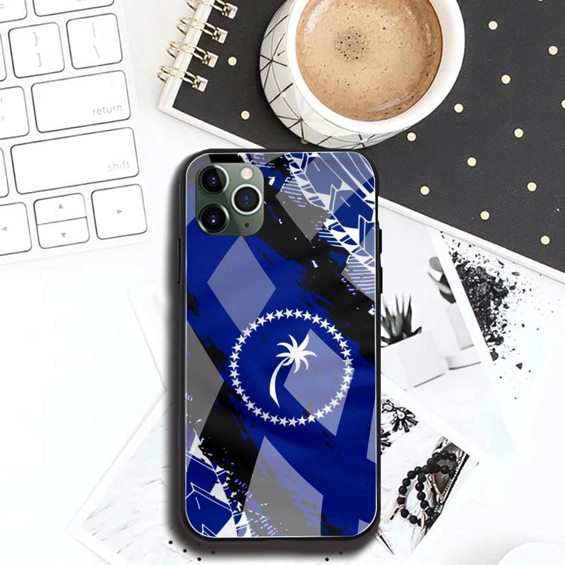 Chuuk Chuukese Pride 691 Flag Phone Case Tempered Glass For iPhone 12 pro max mini 11 Pro XR XS MAX 8 X 7 6S 6 Plus SE 2020 case