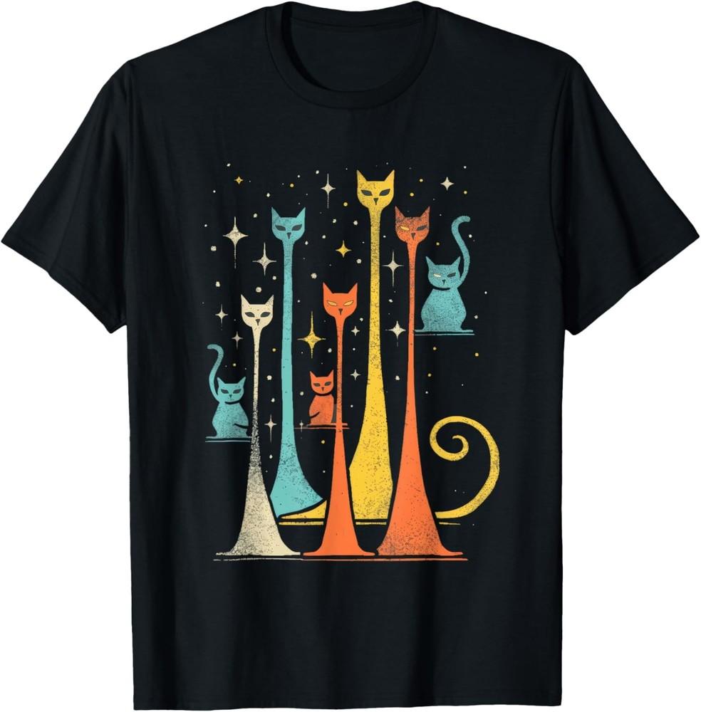 Retro Cat Shirt Vintage Shirt with Cat Print Cute Cat TShirt Unisex T-Shirt