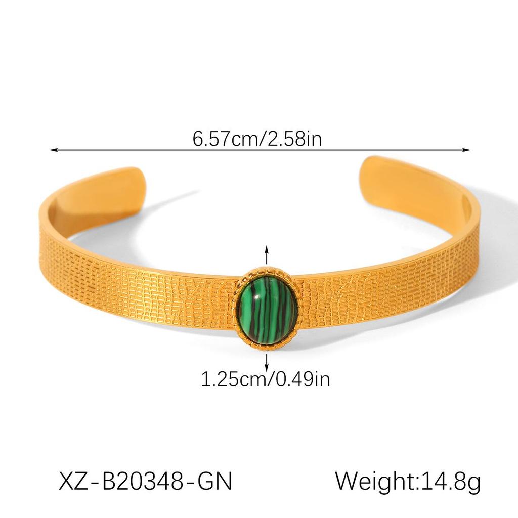 Titanium Steel Open C-Shaped Bracelet with Turquoise Inlay - Stylish, Non-Fading Women's Jewelry