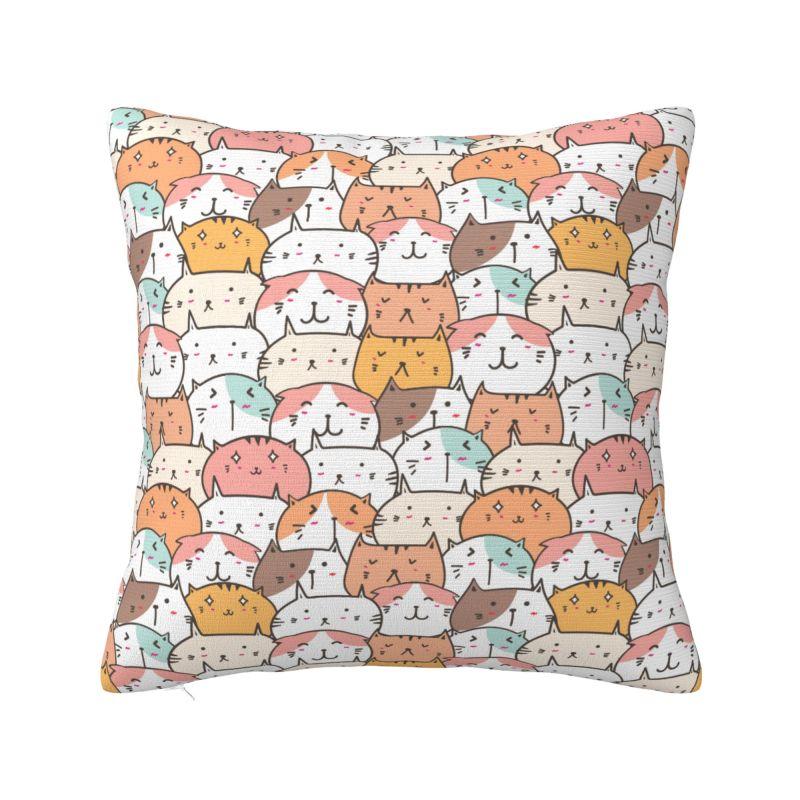 Colorful Cartoon Kitten Cat Throw Pillow Case Home Decorative Luxury Cushions Cover For Sofa Car Square Polyester Pillowcase