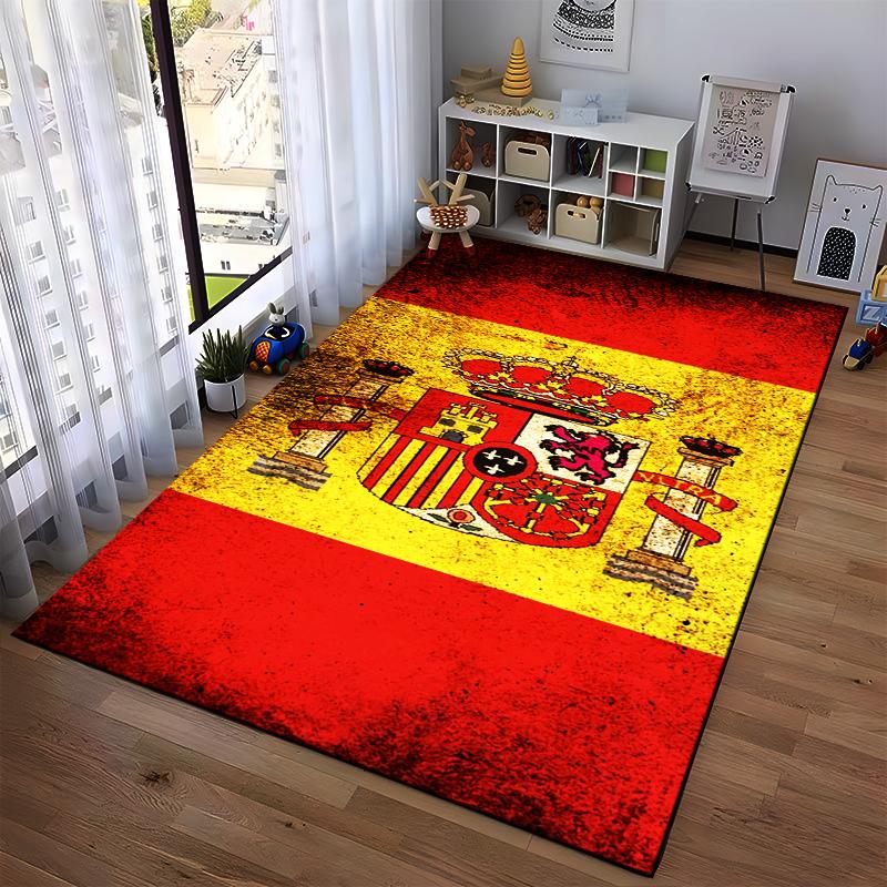Luxuriöser Teppich mit spanischem Wappen-Design in Rot & Gelb Geeignet zur Verwendung als Anti-Rutsch für Wohnzimmer Schlafzimmer Sofas