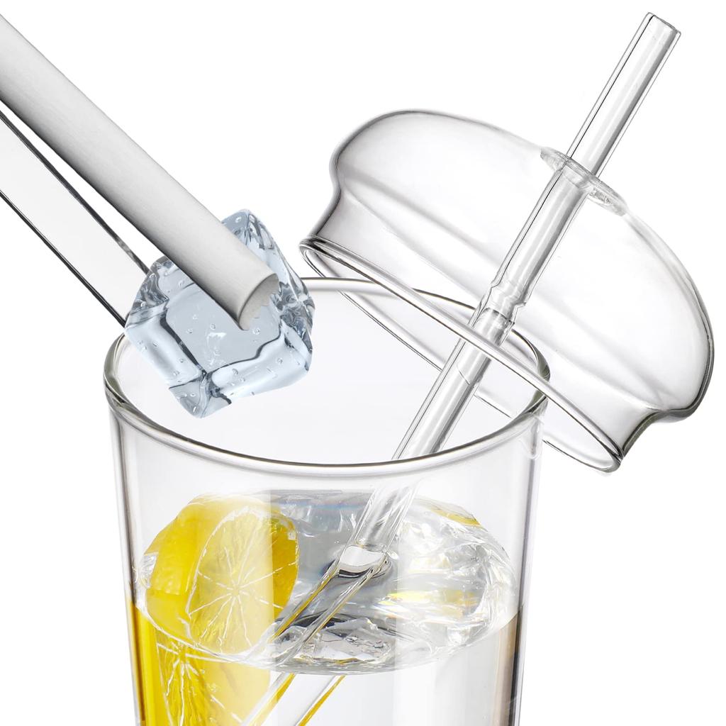 3er-Pack Kaffeetassen aus Glas mit Deckel und Strohhalm, 16 oz Eiskaffeetasse mit gewölbten Deckeln, klares Kaffeetassen-Set aus Glas zum Selbermachen