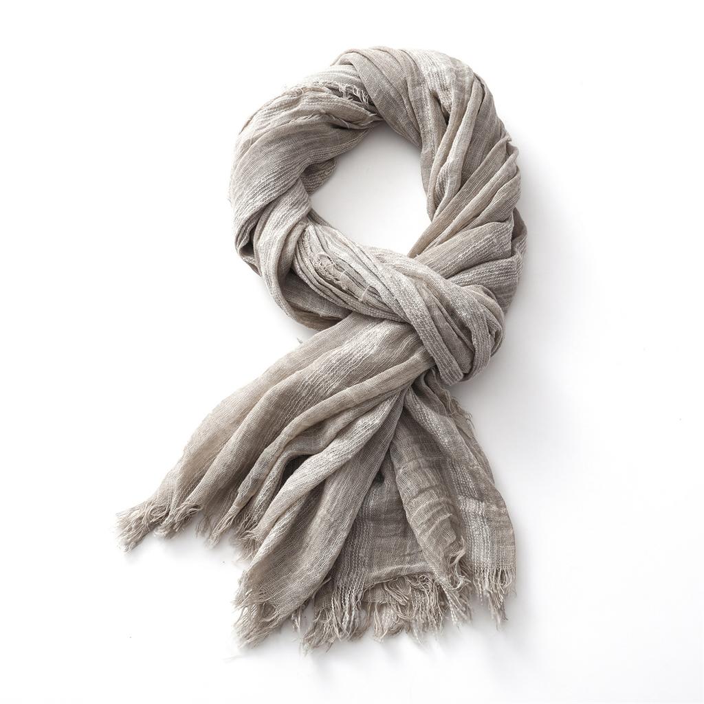 Cotton Linen Striped Scarf For Men Women Soft Warm Neckerchief Short Tassel Scarves Male Accessories Bufandas Shawls