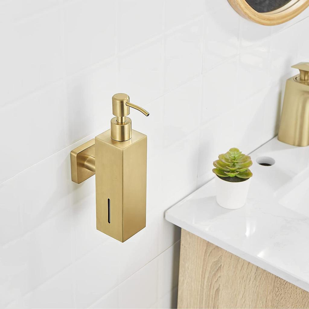 304 Brushed Stainless Steel Manual Soap Dispenser Wall Mounted Golden Black Square Round Soap Dispenser for Hotel Bathrooms