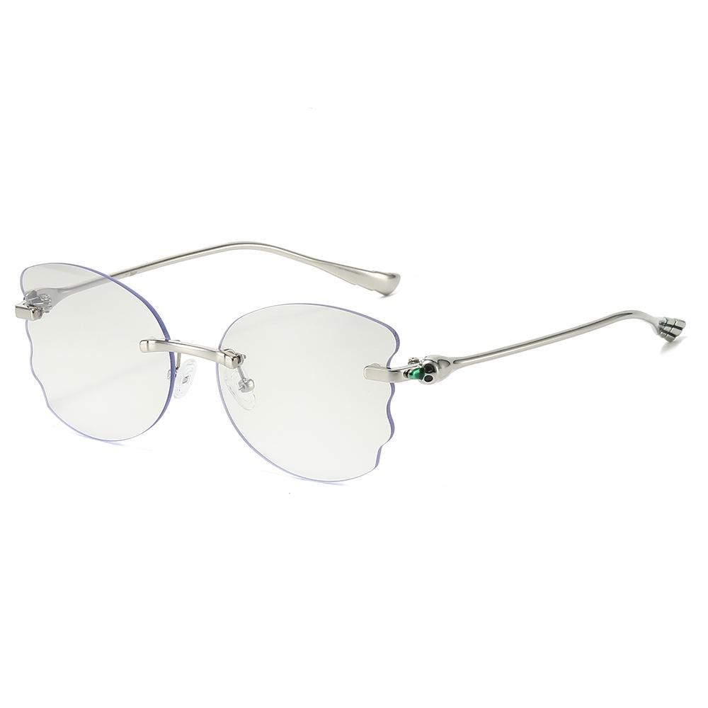 New Luxury Frameless Trim Butterfly Shaped Women Sunglasses  Personality Brand Jelly Color Design Men Casual Glasses Uv400