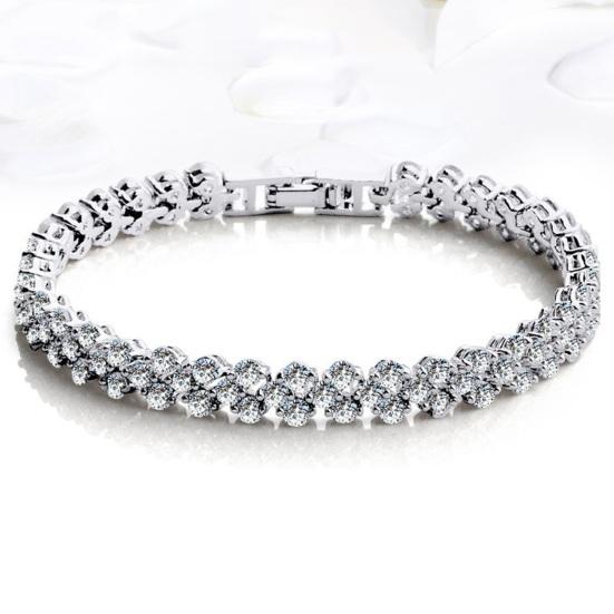 Women Bracelet Buckle Design Retro Style White Black Faux Crystal Heart Shape Cubic Zirconia Formal Occasion