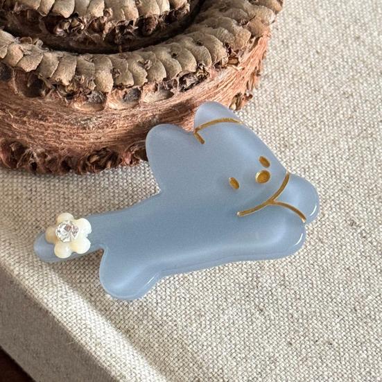 Girl Hairpin Rhinestones-Encrusted Flowers Soft Cartoon Puppy Shape Acetate Plate Hair Clip Side Bang Hair Pin Hair Accessory