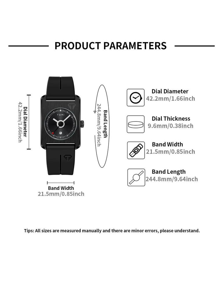 TOMI Square Calendar Watch - Korean Style Student Strap Watch